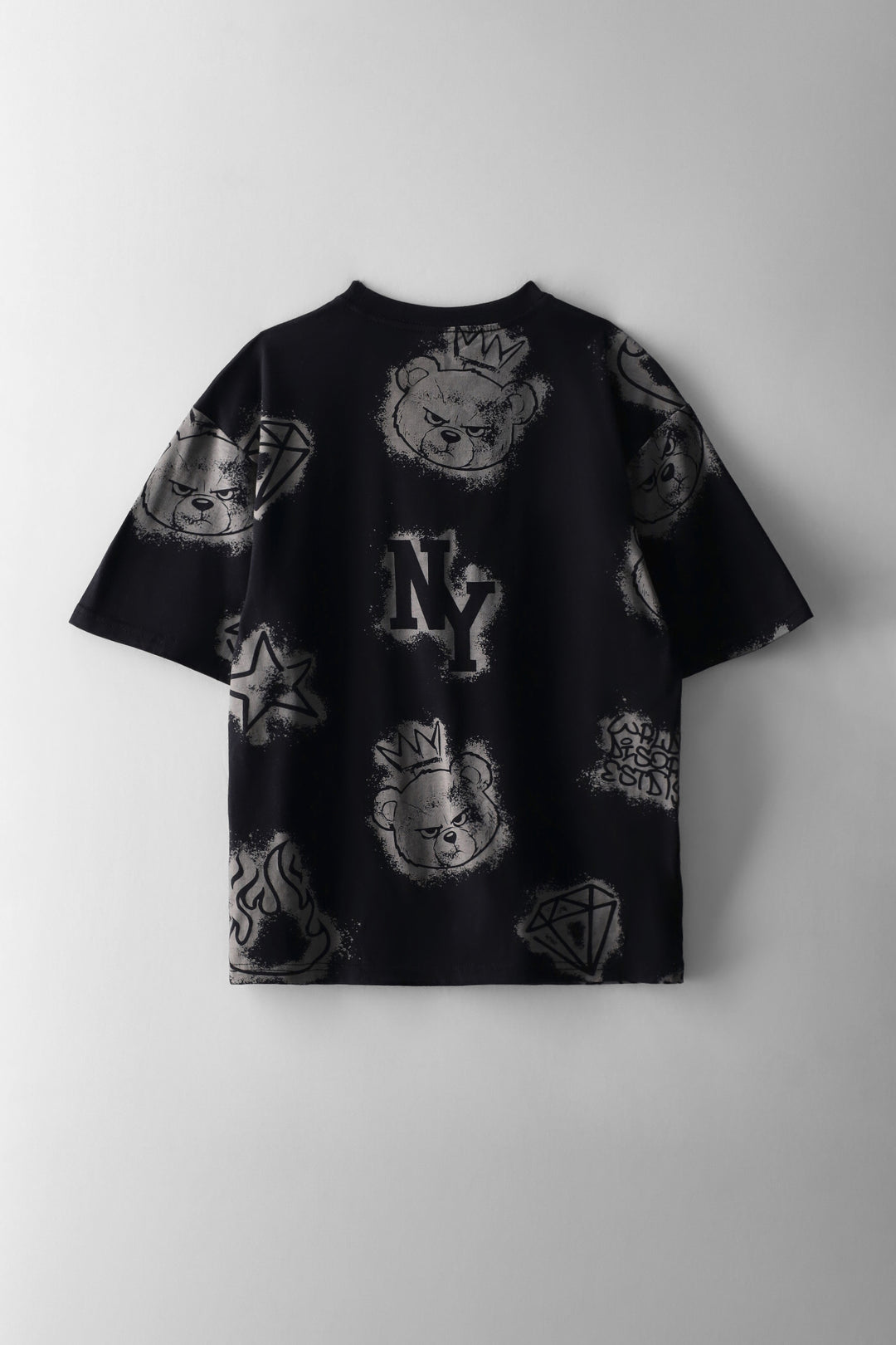 Boys Nyc Grafitti Oversized T-Shirt - Black