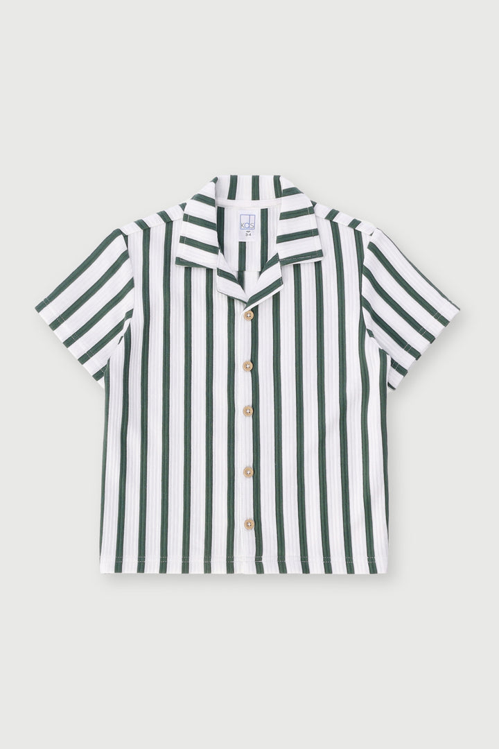 Pre-Boys Stripe Ottoman Shirt - Cream