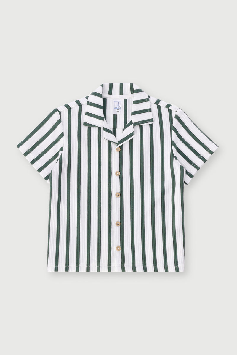 Pre-Boys Stripe Ottoman Shirt - Cream
