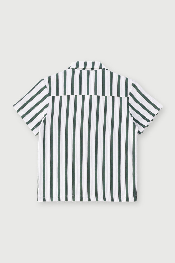 Pre-Boys Stripe Ottoman Shirt - Cream