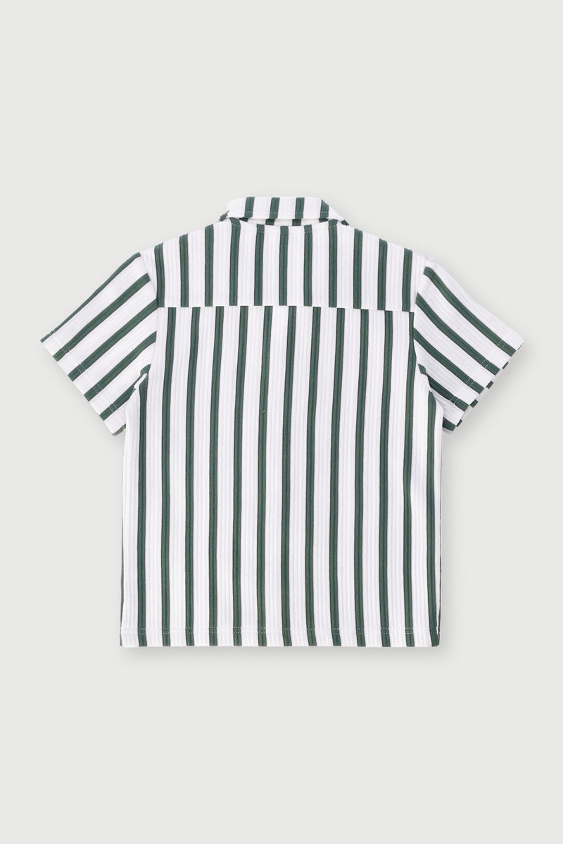 Pre-Boys Stripe Ottoman Shirt - Cream