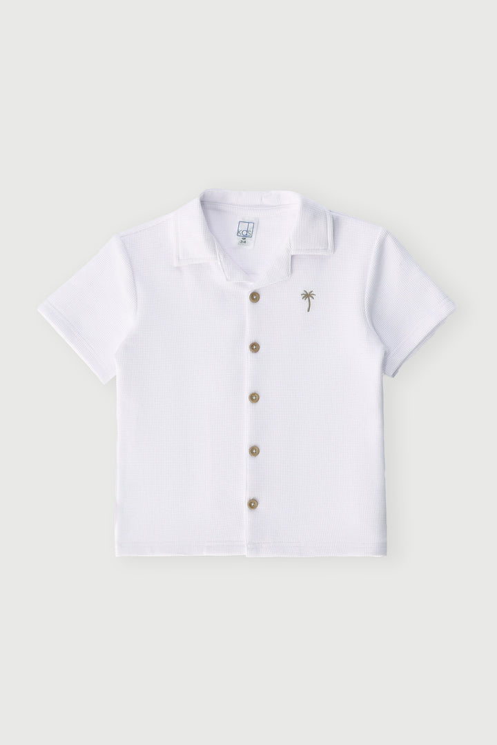 Pre-Boys Palm Textured Shirt - White