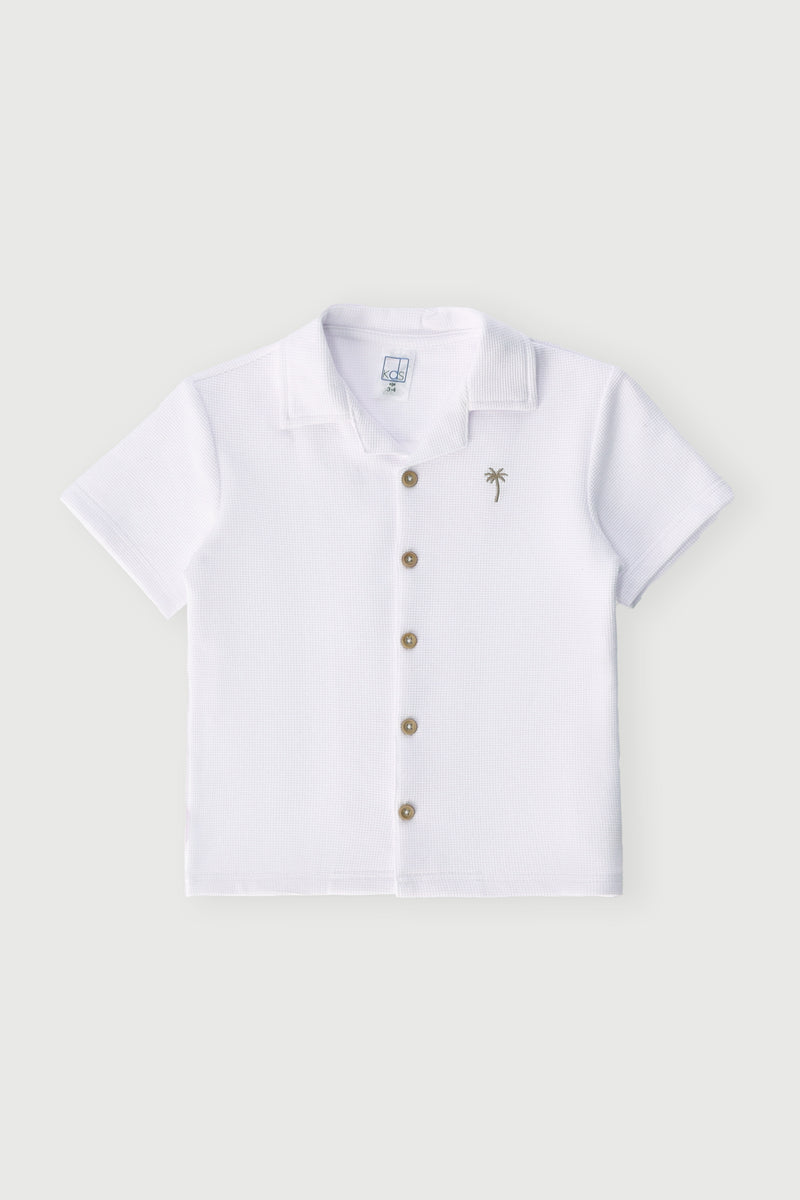 Pre-Boys Palm Textured Shirt - White
