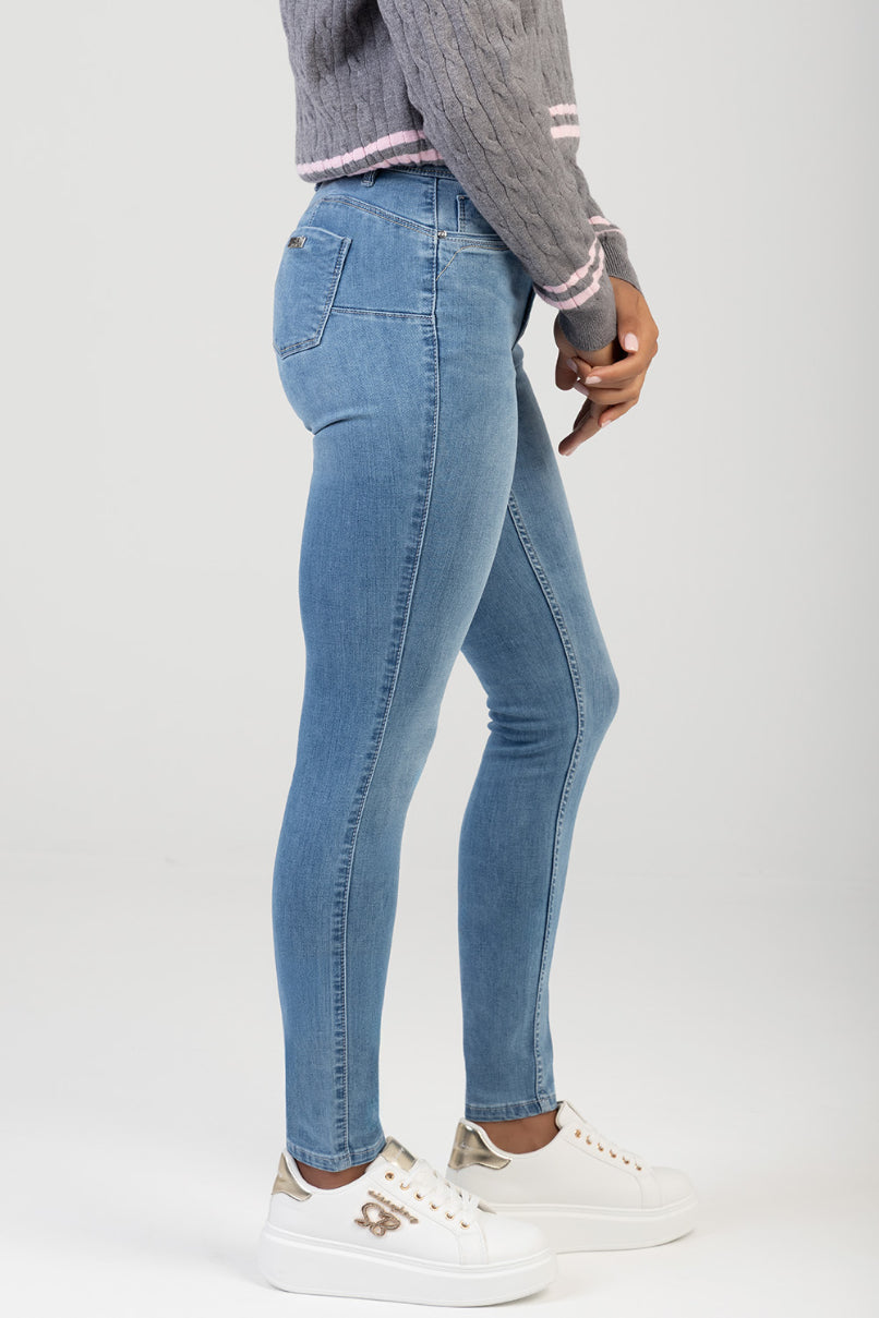Blair Mid Waist Skinny Bumbooster Denim - Medium Wash