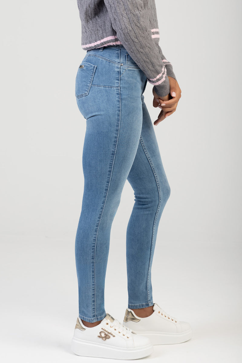 Blair Mid Waist Skinny Bumbooster Denim - Medium Wash