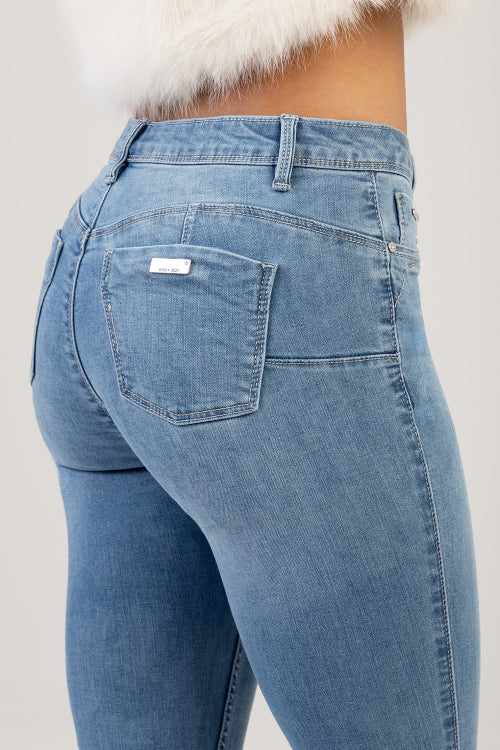 Blair Mid Waist Skinny Bumbooster Denim - Medium Wash
