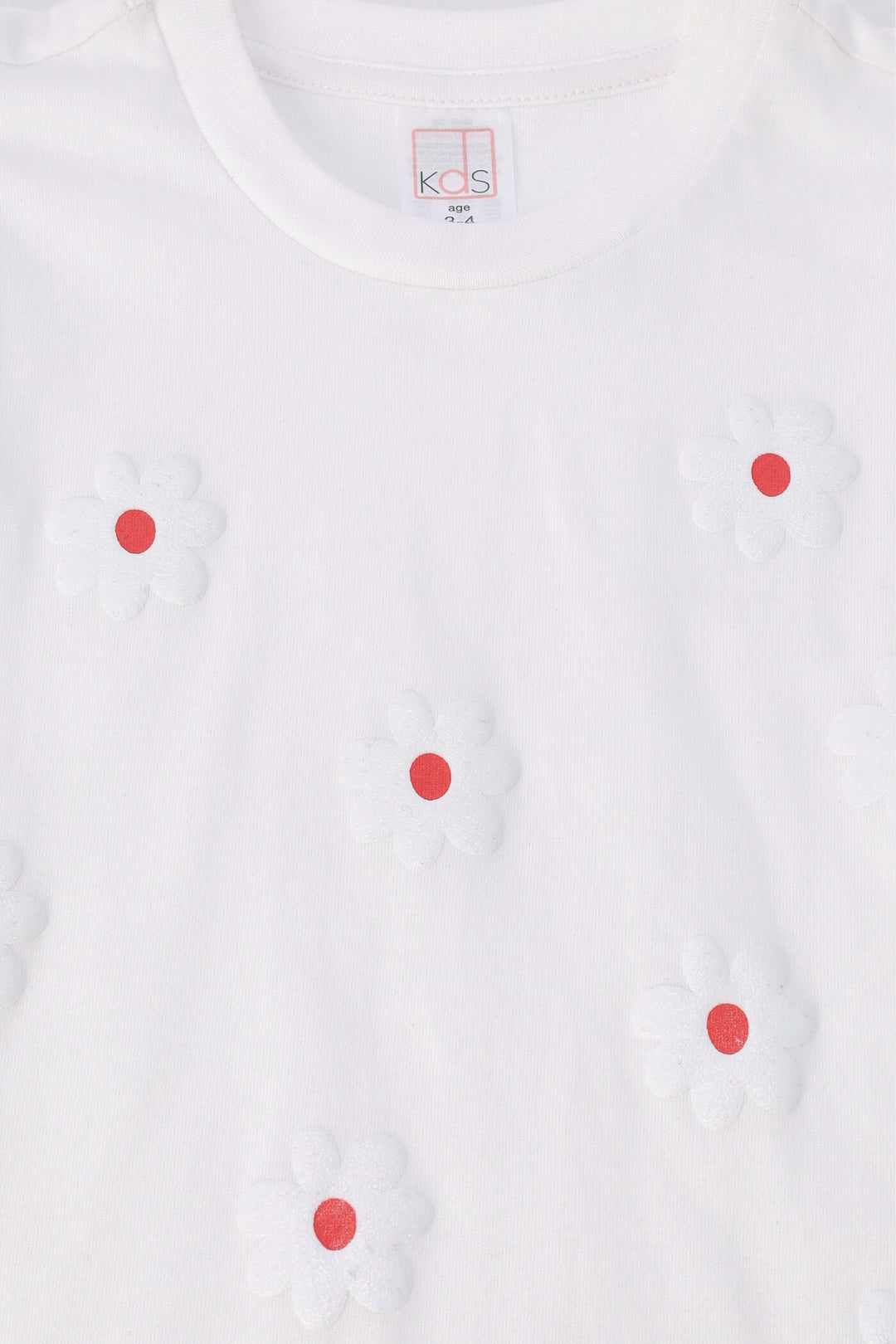 Pre-Girls Daisy Puff Frill Tee - White