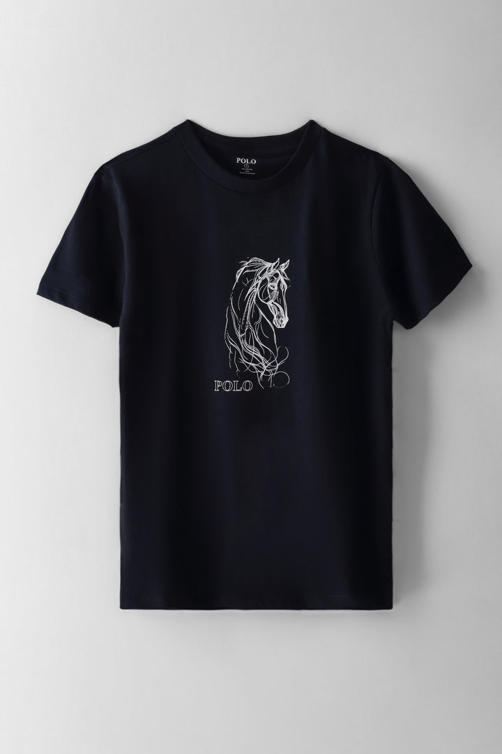 Polly Printed T-Shirt - Navy