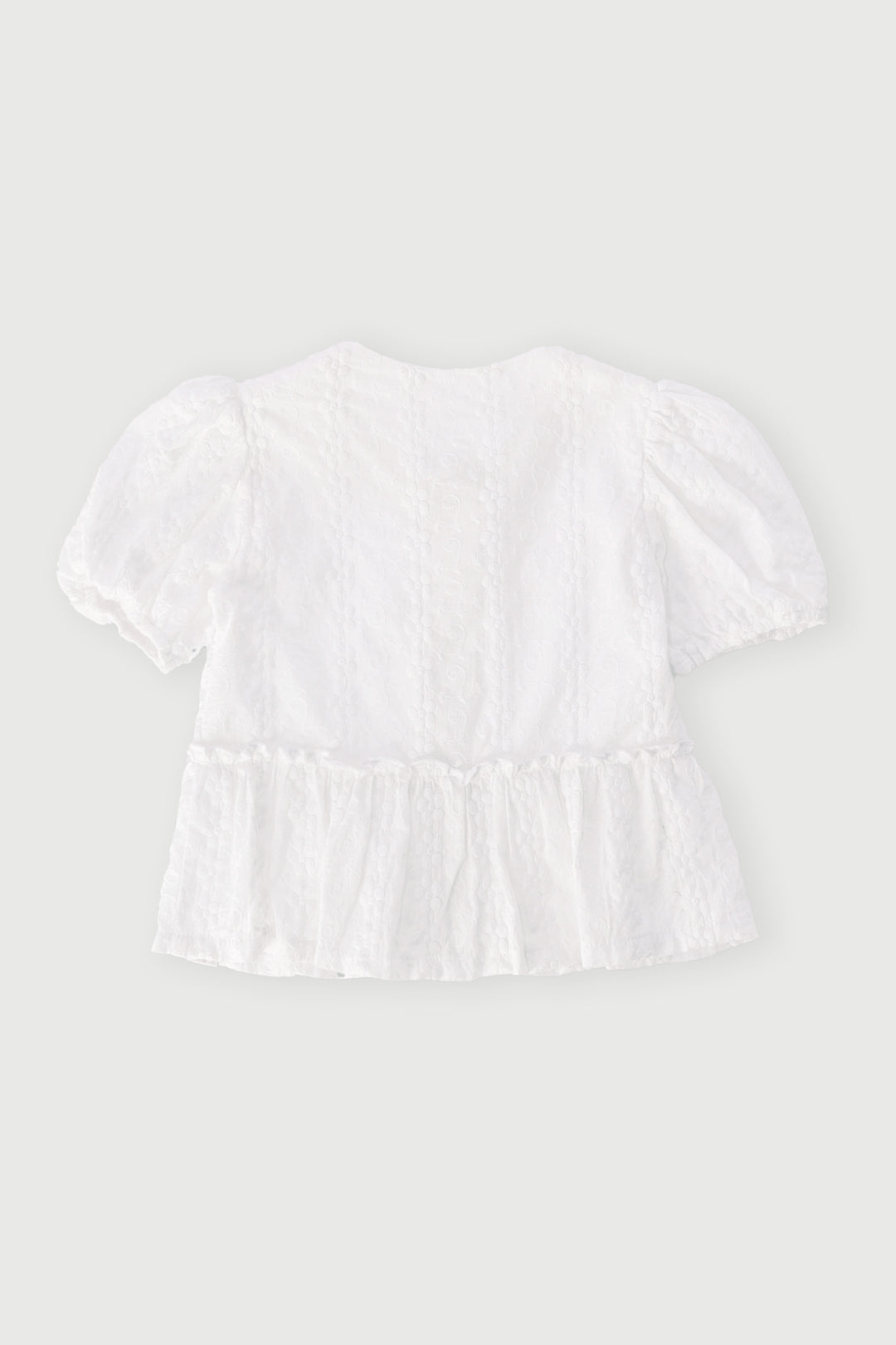 Pre-Girls Embroidered Peplum Top - White