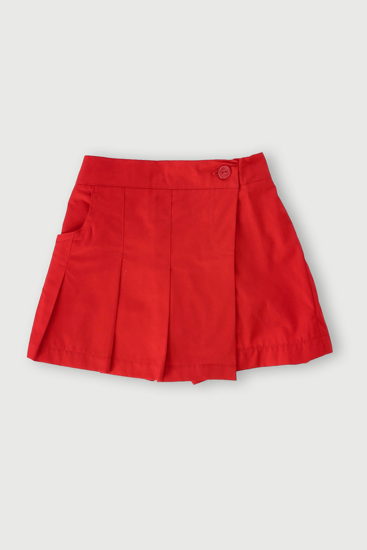 Pre-Girls Heart Pocket Skort - Red