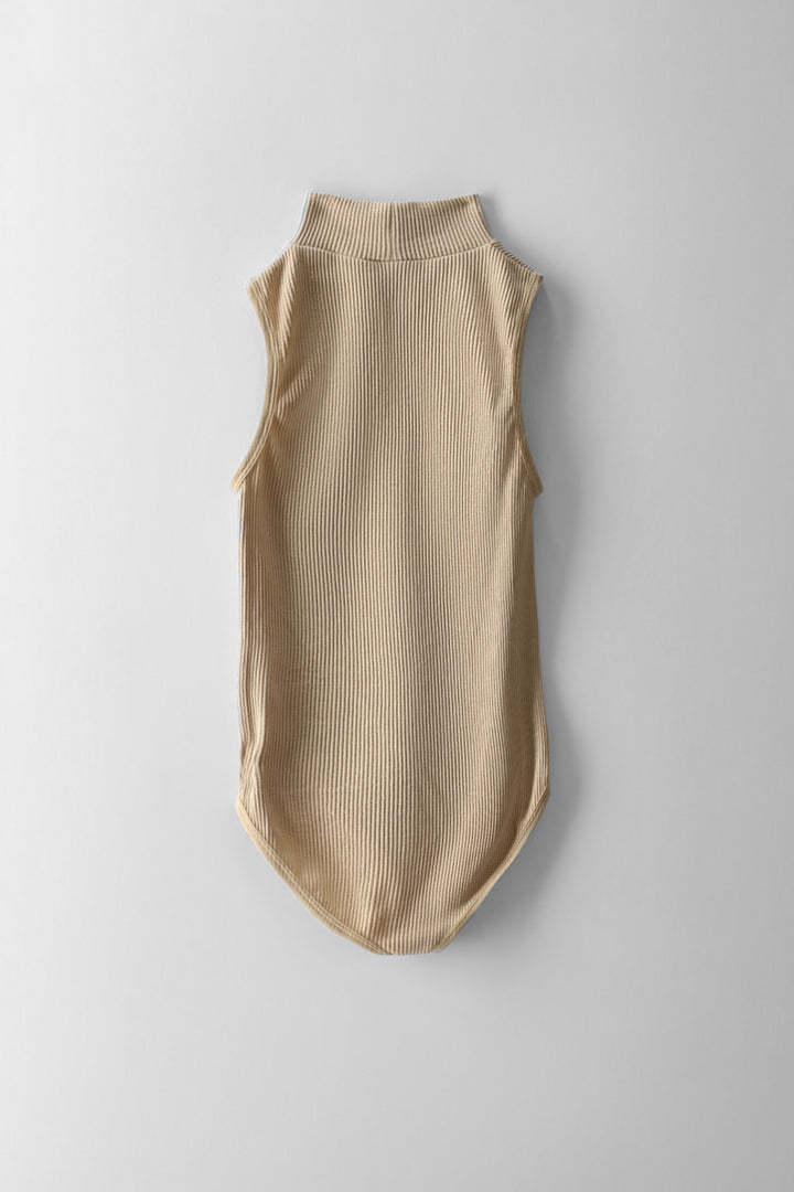 Girls High Neck Seamless Bodysuit - Stone