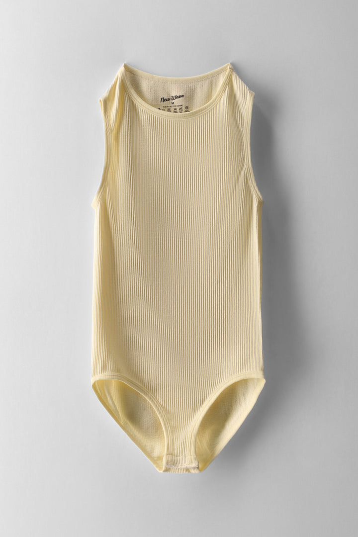 Girls Crew Neck Seamless Bodysuit - Cream