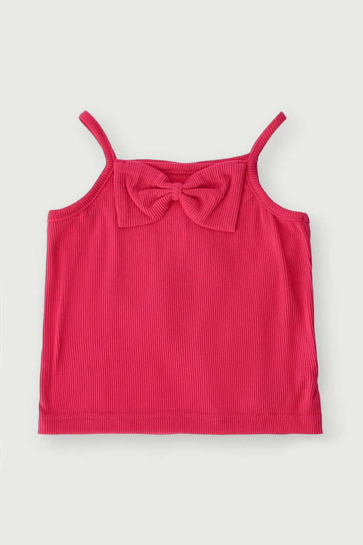 Pre-Girls Bow Rib Vest - Cerise