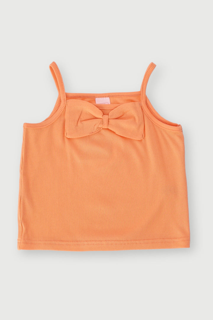 Pre-Girls Bow Rib Vest - Orange