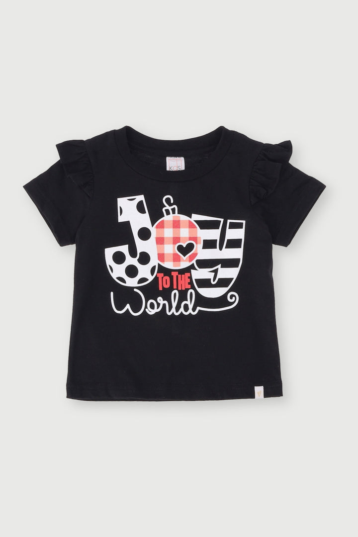Pre-Girls Xmas Print Tee - Black