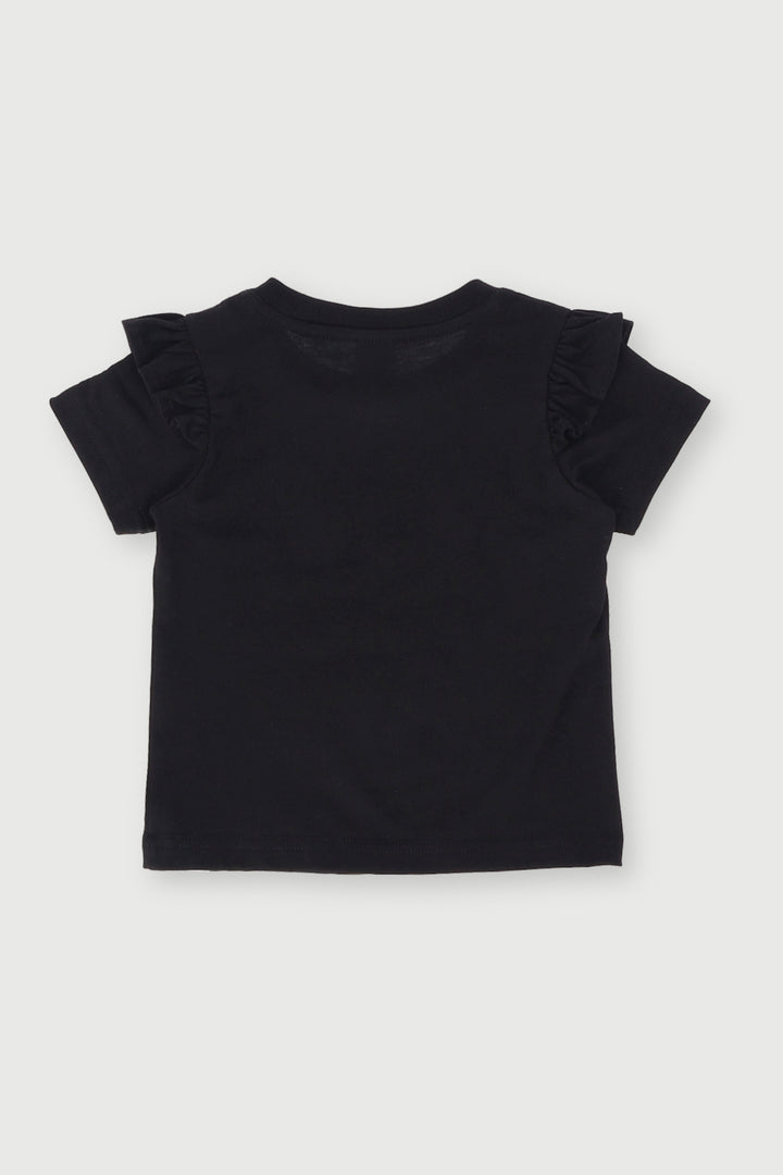 Pre-Girls Xmas Print Tee - Black