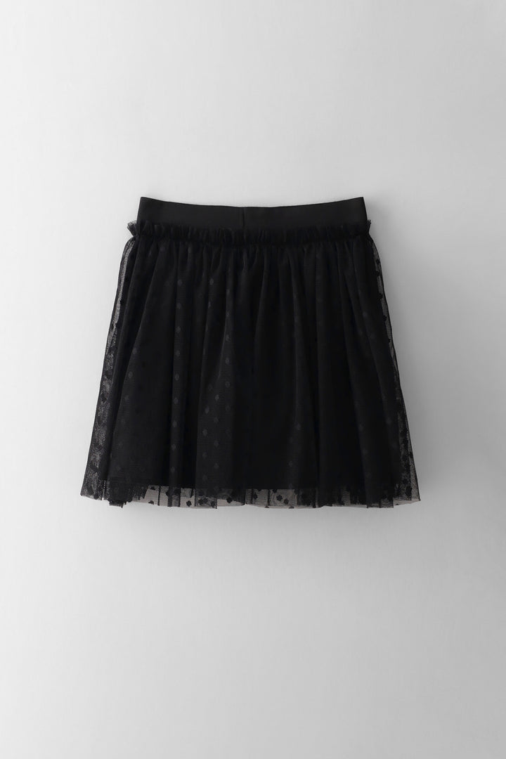 Girls Dobby Mesh Flare Skirt - Black