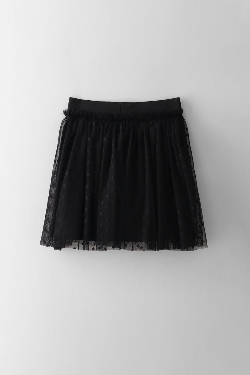 Girls Dobby Mesh Flare Skirt - Black