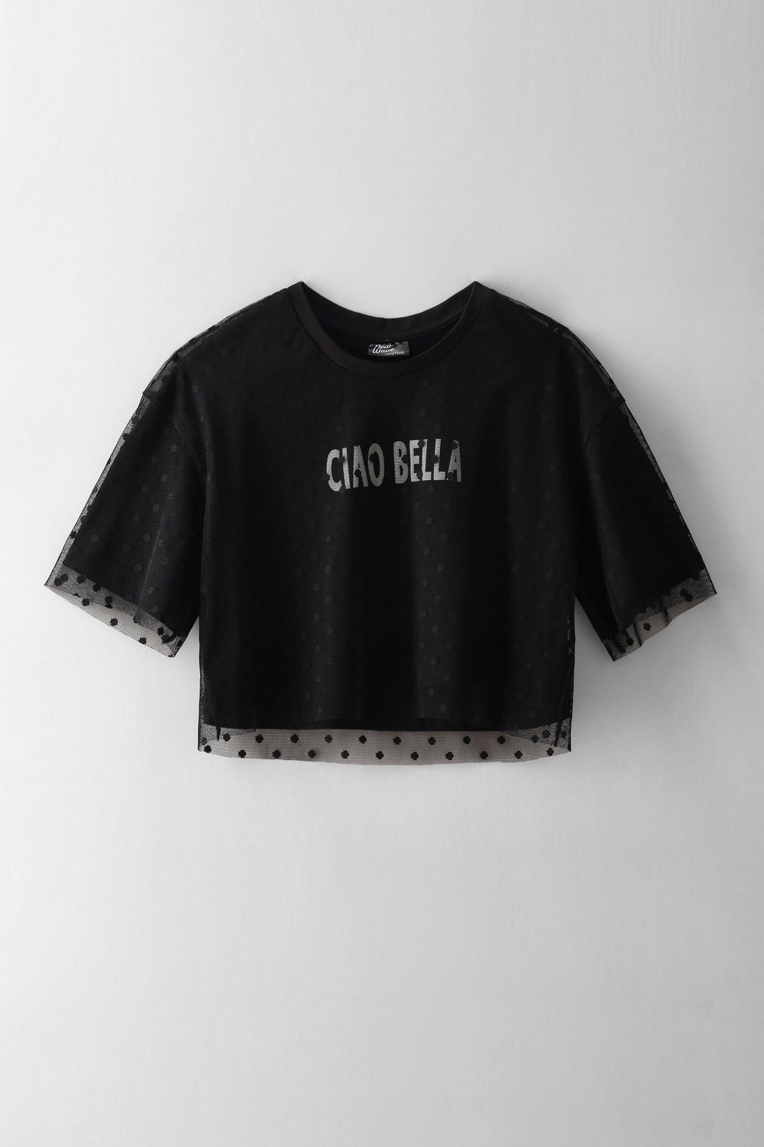 Girls Dobby Mesh Screen Tee - Black