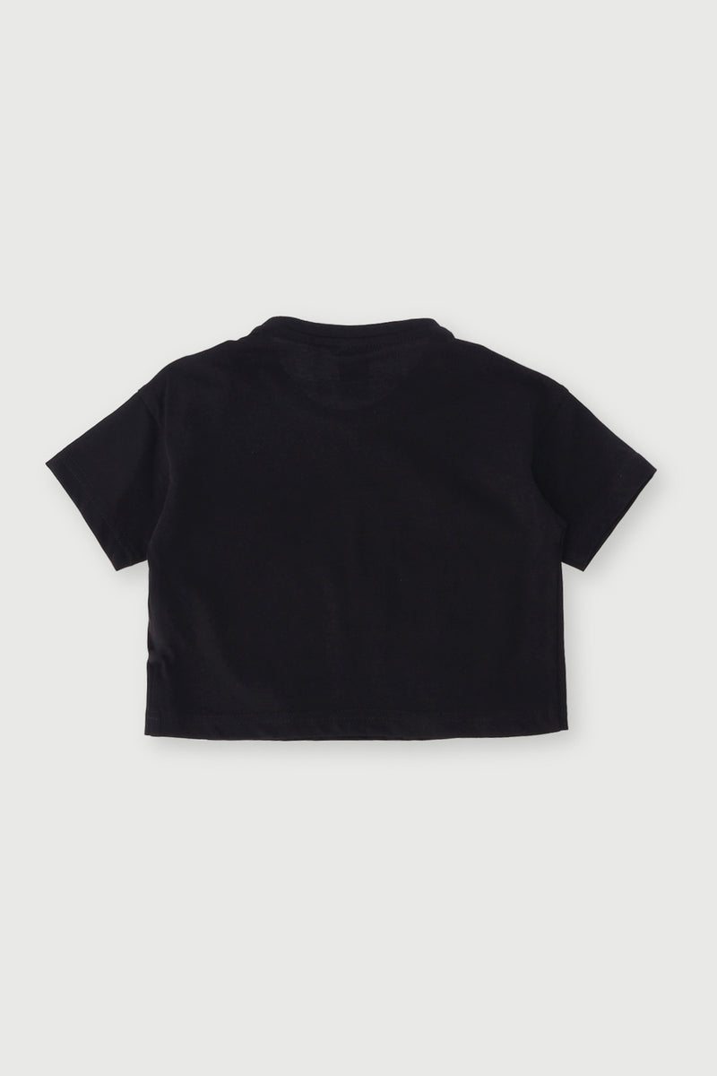 Pre-Girls Bows Boxy Tee - Black