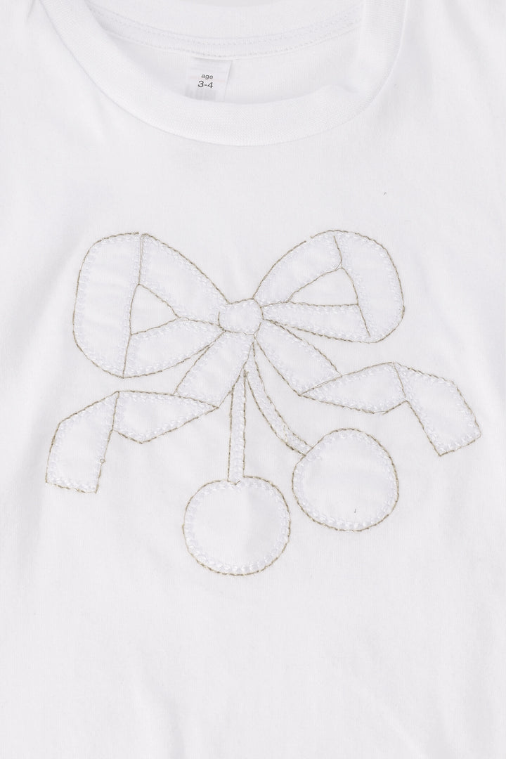 Pre-Girls Bow Applique Tee - White