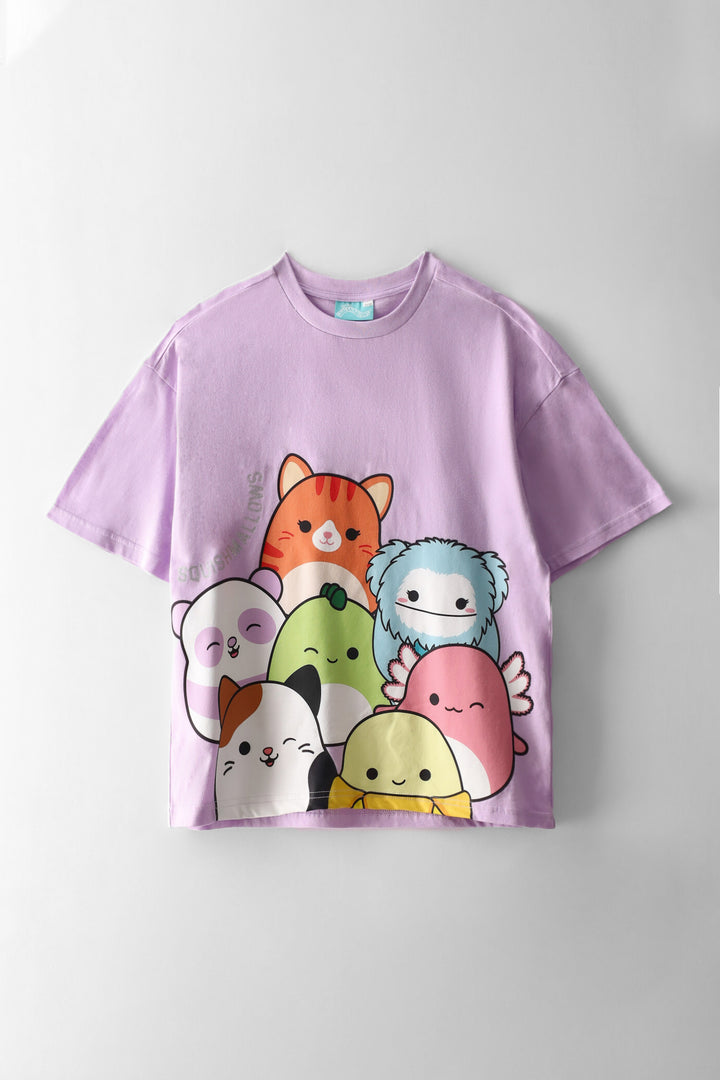Girls Squishmellow Oversized Tee - Lilac