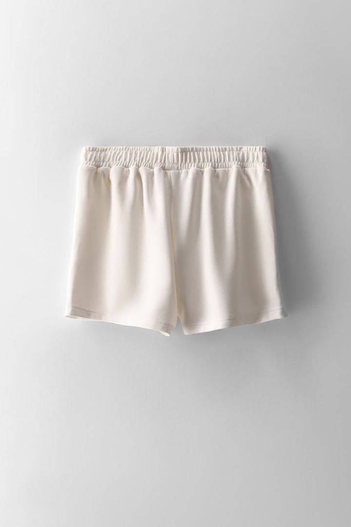 Girls Scuba Pintuck Short - Cream