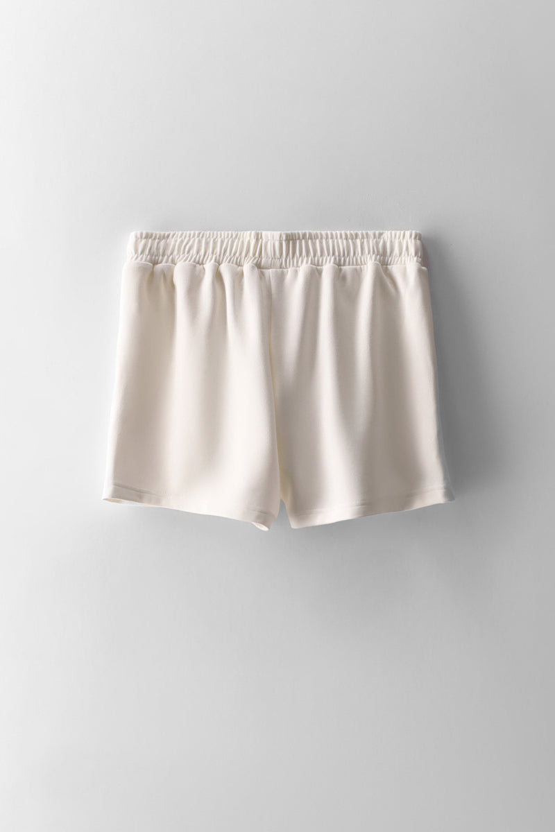Girls Scuba Pintuck Short - Cream