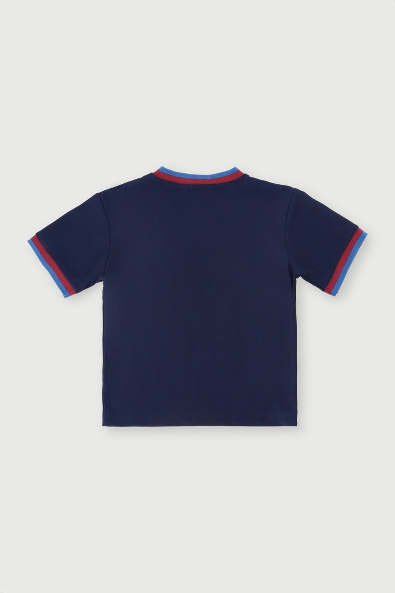 Pre-Boys Barca Sports Mesh Jacquard Rib Tee - Navy
