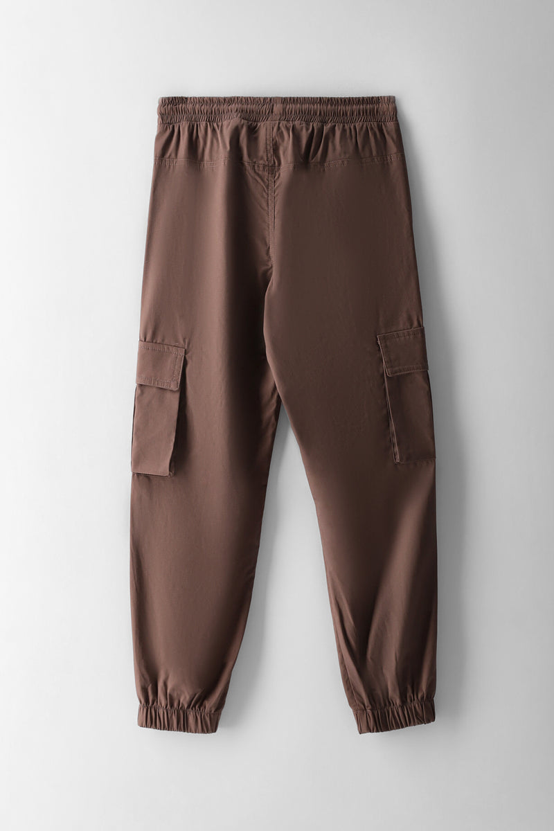 Boys Cotton Twill Cargo Jogger - Brown