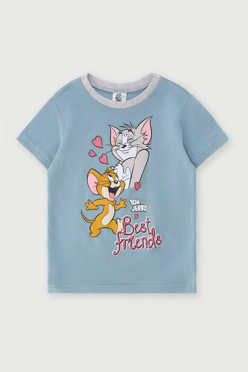 Pre-Girls Tom & Jerry Tee - Blue