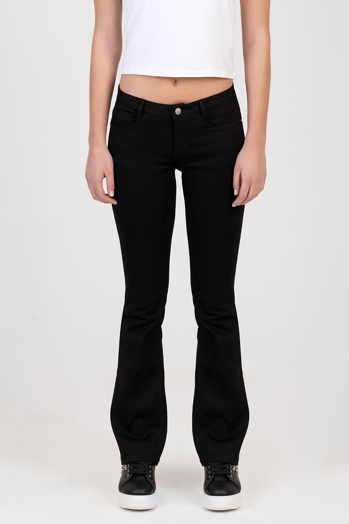 Donnae Low Waist Boot Leg Denim - Black