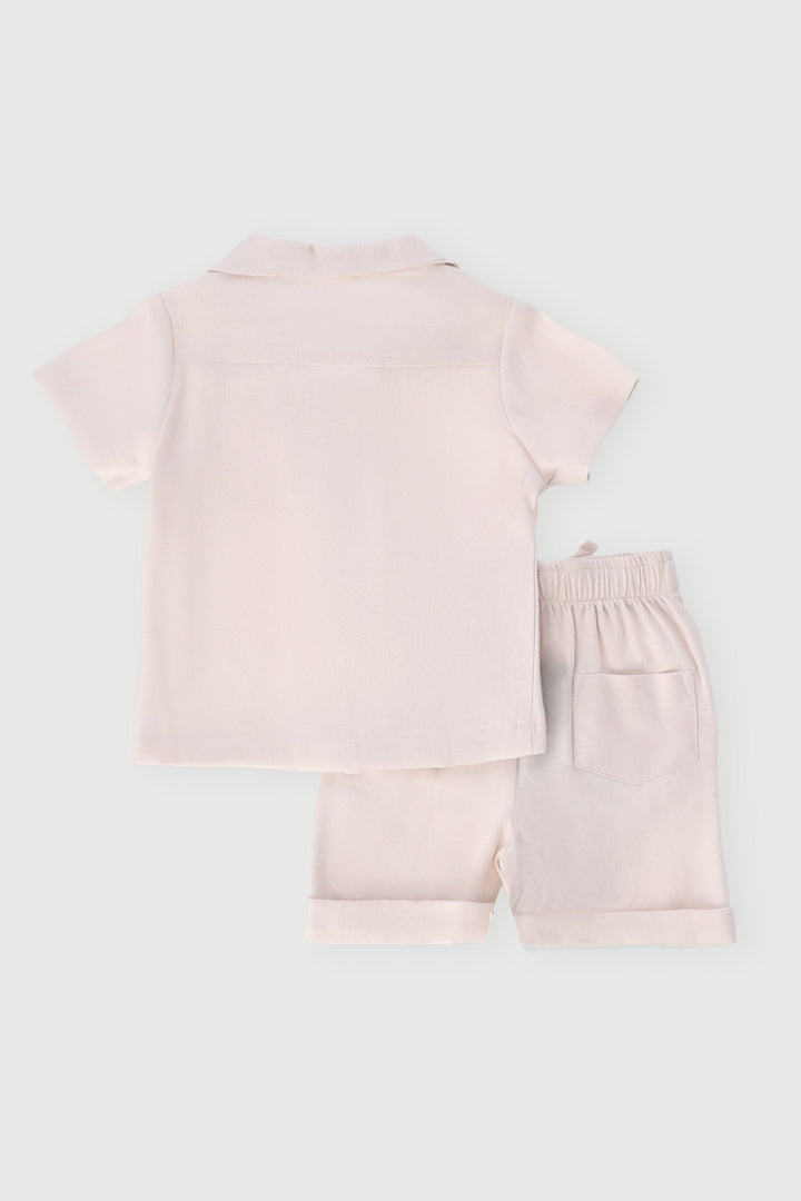Baby Boys Shirt & Short Linen Set - Cream