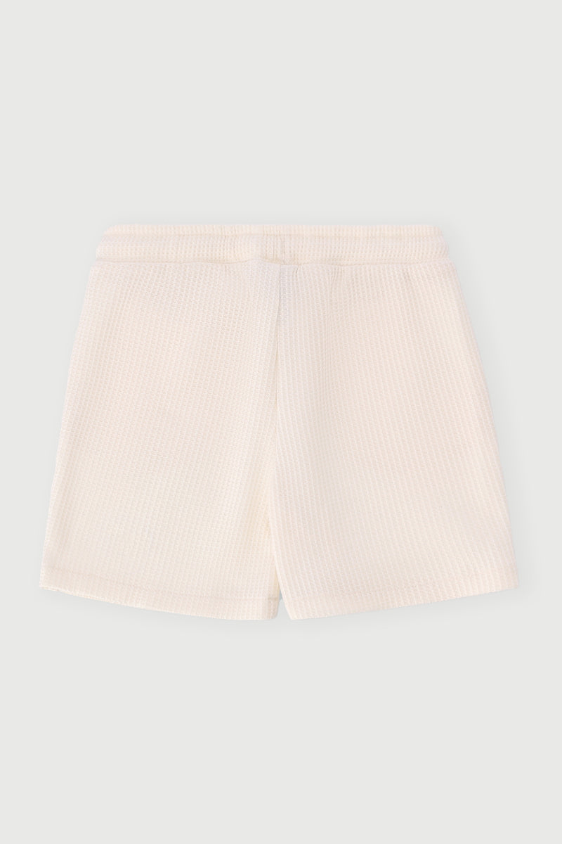 Pre-Boys Embroidered Waffle Short - Cream