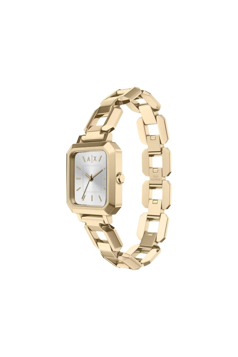 Ladies Three-Hand Gold-Tone Stainless Steel Watch And Necklace Set