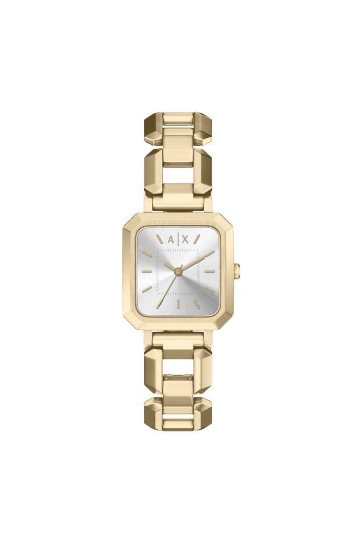 Ladies Three-Hand Gold-Tone Stainless Steel Watch And Necklace Set