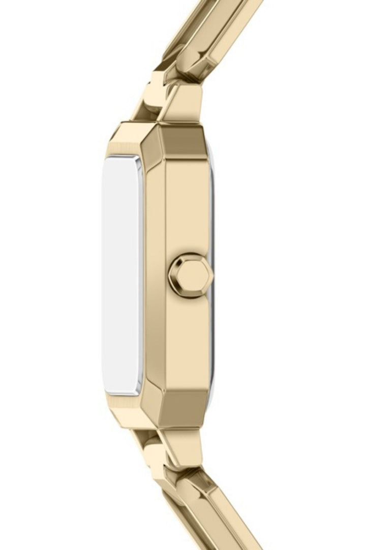 Ladies Three-Hand Gold-Tone Stainless Steel Watch And Necklace Set