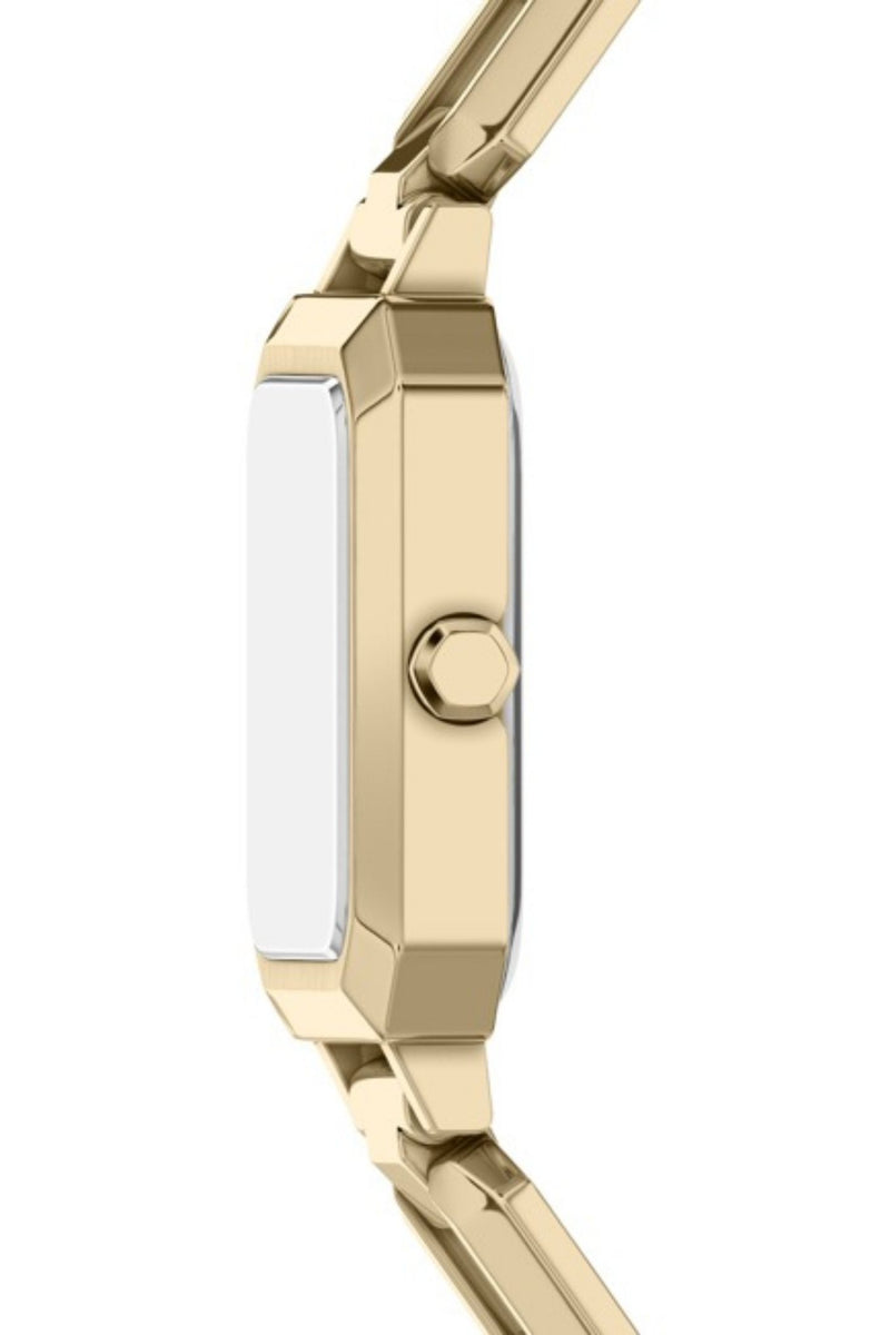 Ladies Three-Hand Gold-Tone Stainless Steel Watch And Necklace Set