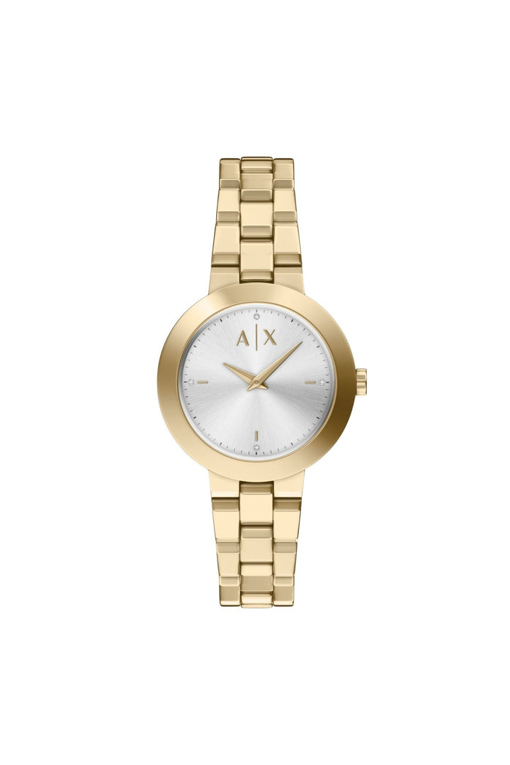 Ladies Two-Hand Gold-Tone Stainless Steel Watch And Bracelet Set