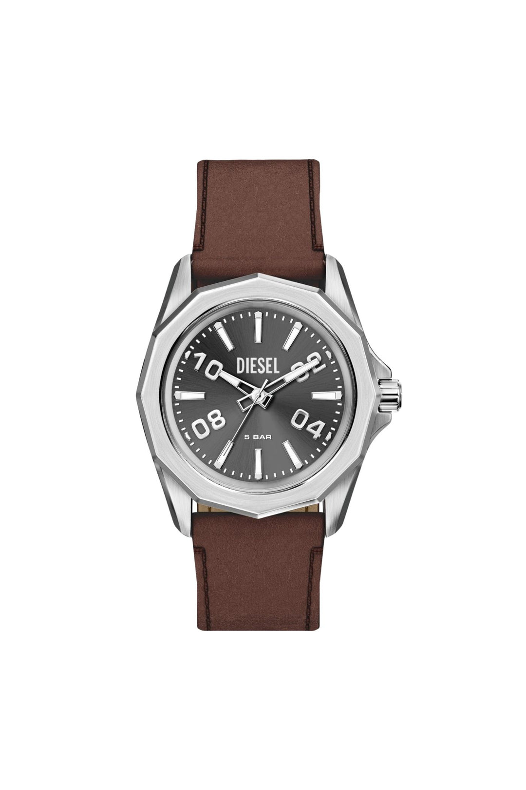 Mens Stinger Three-Hand Brown Leather Watch