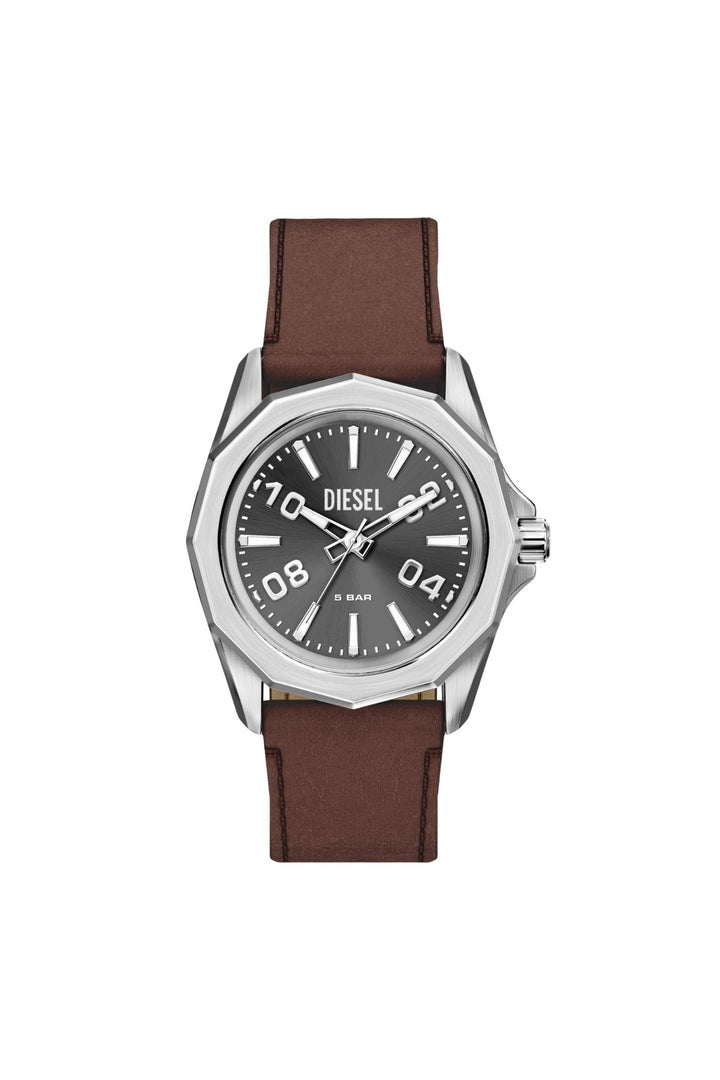 Mens Stinger Three-Hand Brown Leather Watch