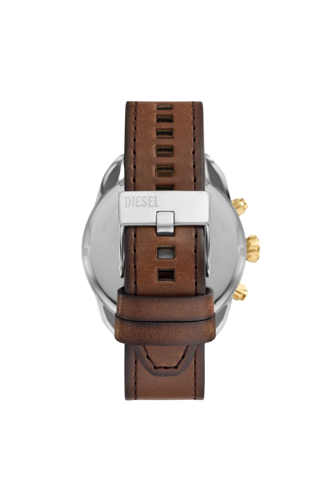 Mens Spiked Chronograph Brown Leather Watch