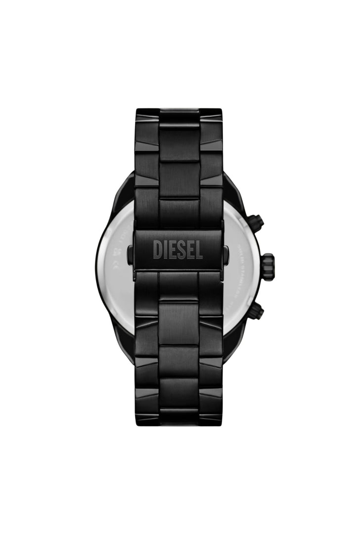 Mens Spiked Chronograph Black Stainless Steel Watch