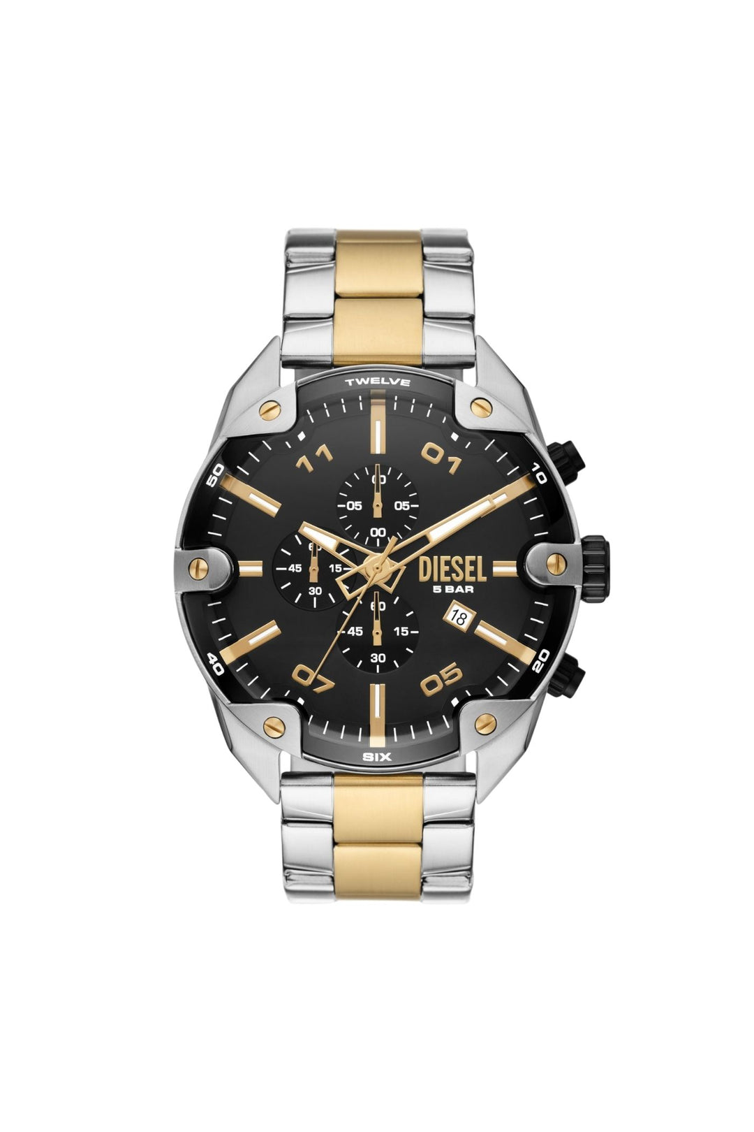 Mens Spiked Chronograph Two-Tone Stainless Steel Watch