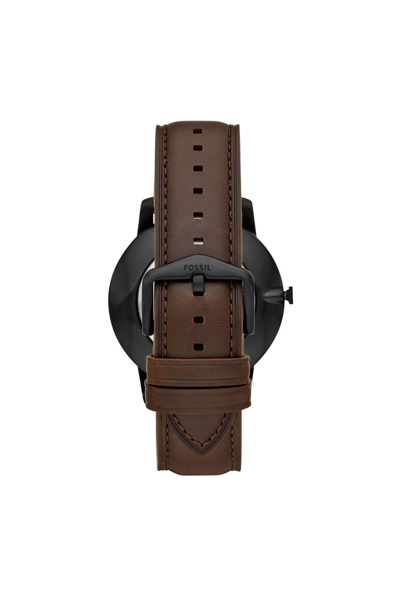 Mens Minimalist 44Mm Three-Hand Brown Leather Watch