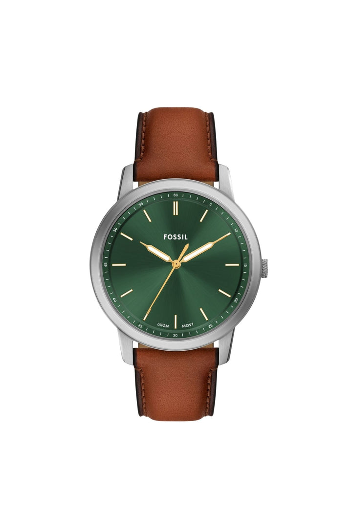 Mens Minimalist 44Mm Three-Hand Brown Leather Watch