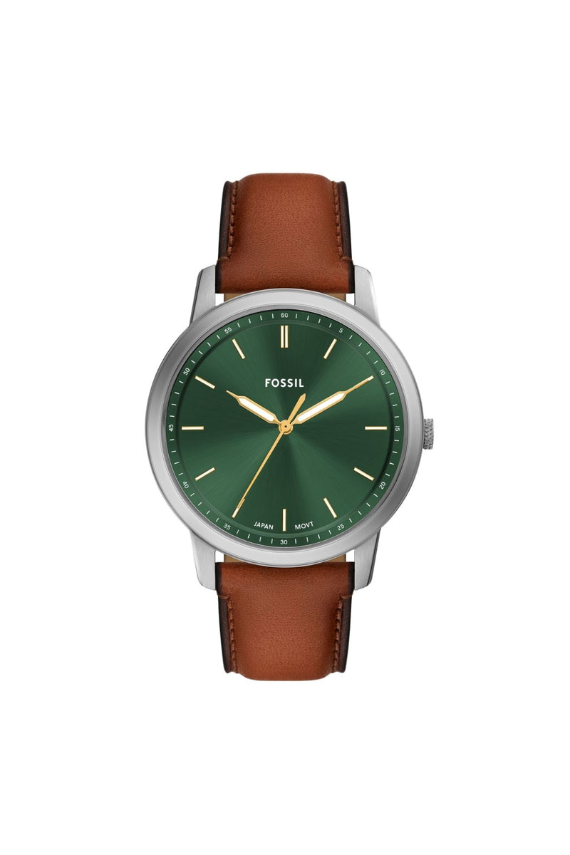 Mens Minimalist 44Mm Three-Hand Brown Leather Watch