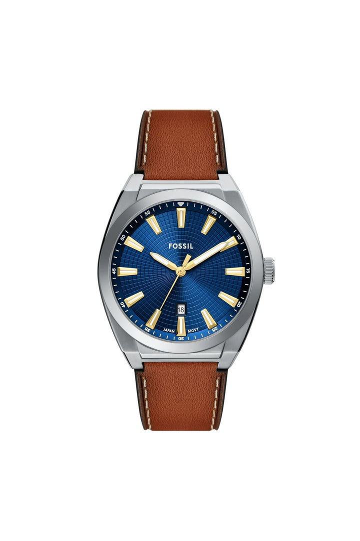 Mens Everett 42Mm Three-Hand Date Brown Leather Watch