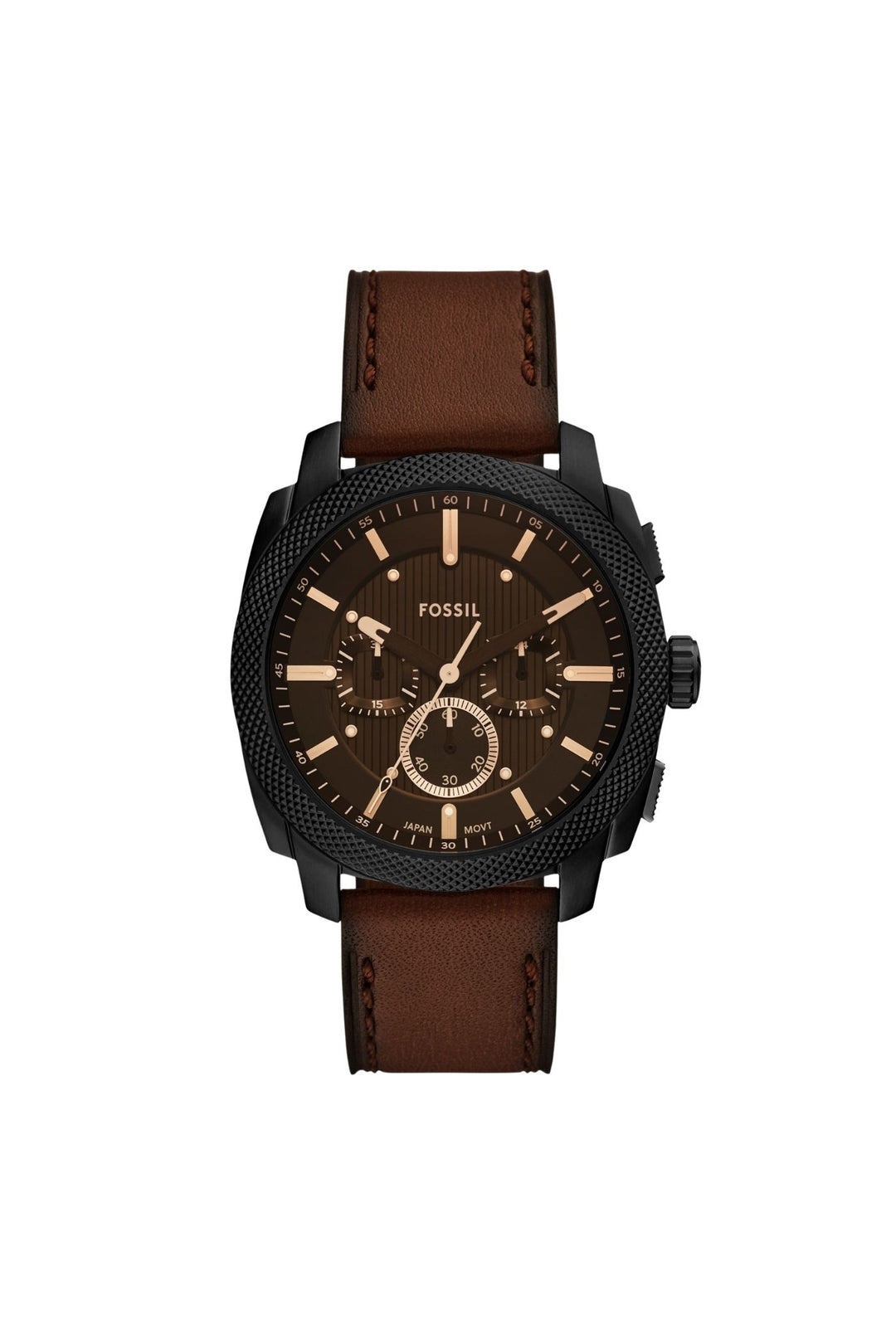 Mens Machine 44Mm Chronograph Brown Leather Watch