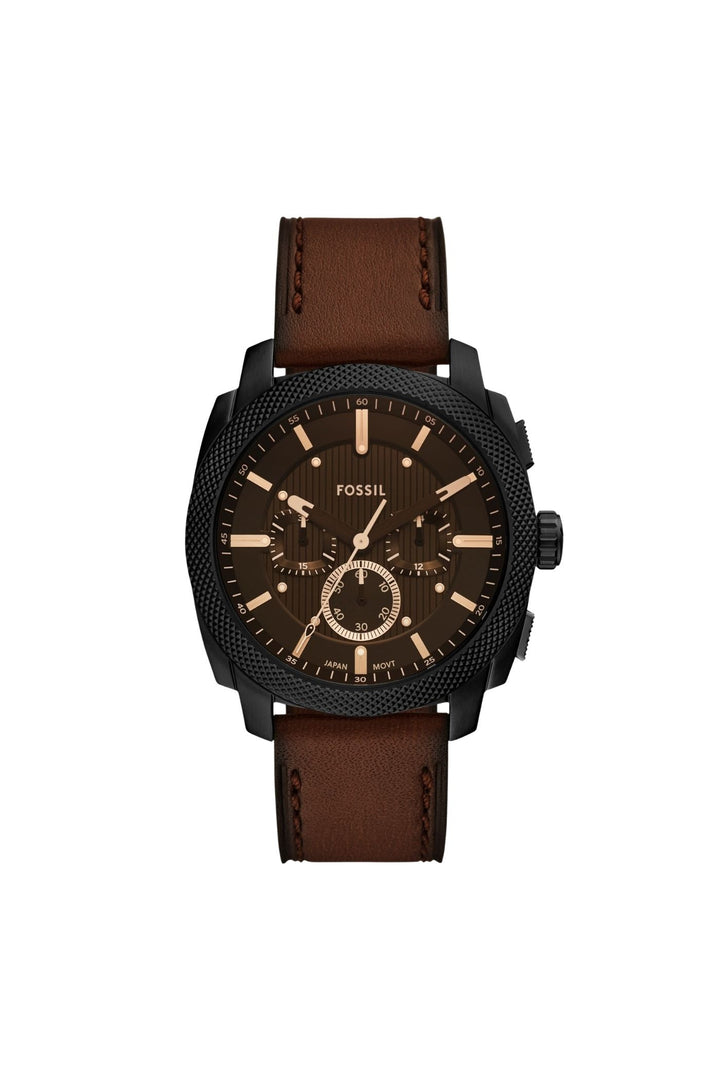 Mens Machine 44Mm Chronograph Brown Leather Watch